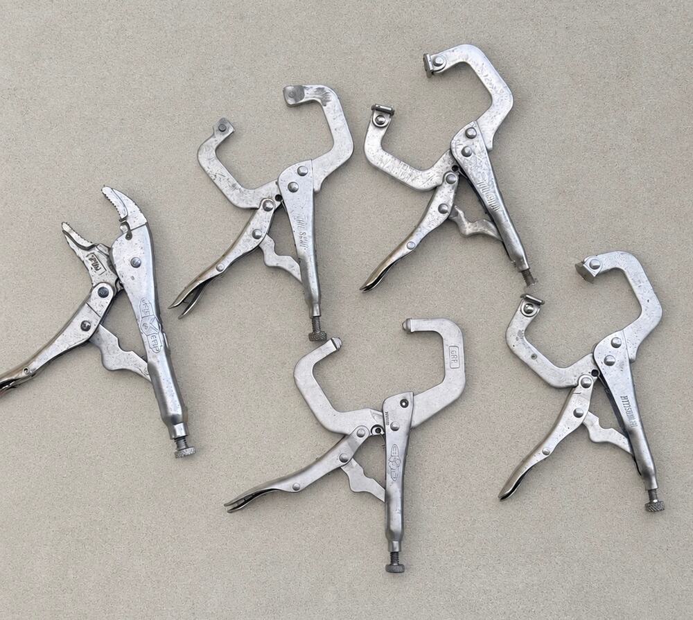 5 Pc Locking C-Clamp Vise Grip Welding Clamp Lot Irwin Pittsburgh Grip Tools